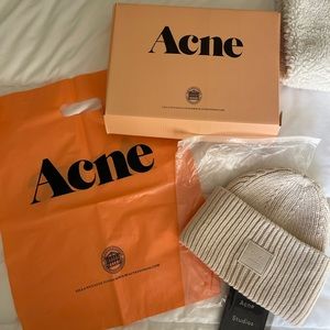 Unisex Acne Brand Beanie in Cream